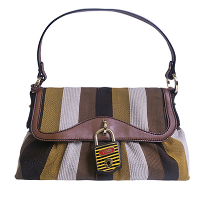 Ltd Ed Stripe Chef Flap Bag, front view